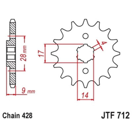 Kit de cadena JT/JT 428HDS 13/62 standard - corona standard
