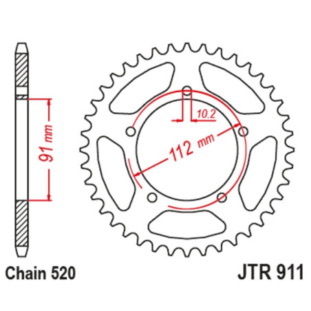 Kit de cadena EK/JT 520SRX2 14/46 - corona Standard
