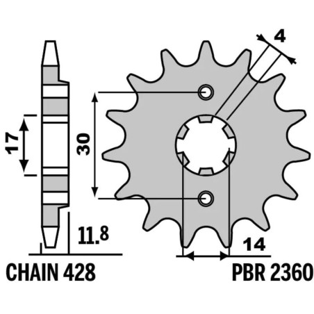Kit de cadena EK/PBR 428DEH 14/37 - corona Standard