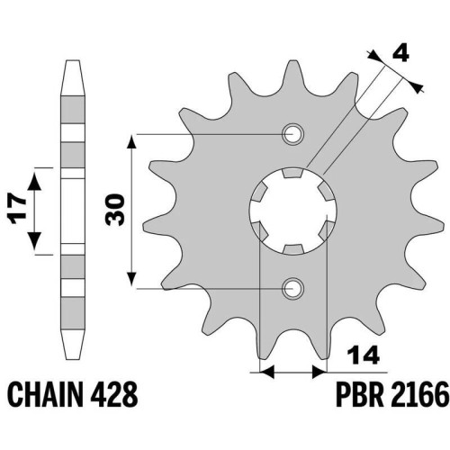 Kit de cadena EK/PBR 428DEH 15/37 - corona Standard