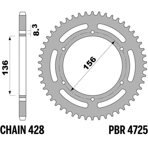 Kit de cadena EK/PBR 428DEH 14/57 - corona Standard