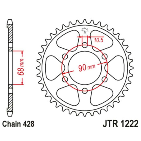 Kit de cadena JT/JT 428HDR 15/48 standard - corona standard