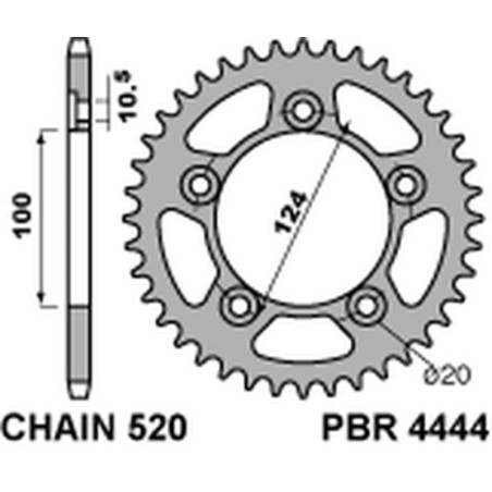 Kit de cadena EK/PBR 520MVXZ2 15/43 - corona Standard