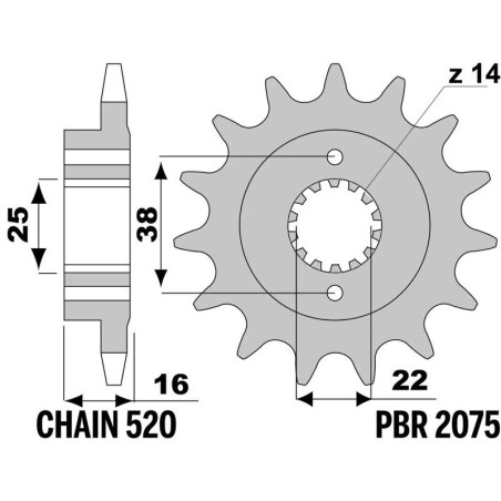 Kit de cadena EK/PBR 520MVXZ2 15/43 - corona Standard