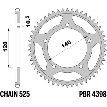 Kit de cadena EK/PBR 525MVXZ2 17/41 - corona Standard