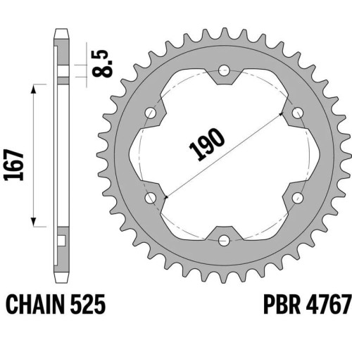Kit de cadena EK/PBR 525SRX2 16/50 - corona Standard