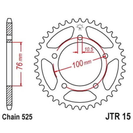 Kit cadena EK/JT 525SRX2 14/42-114 - corona standard