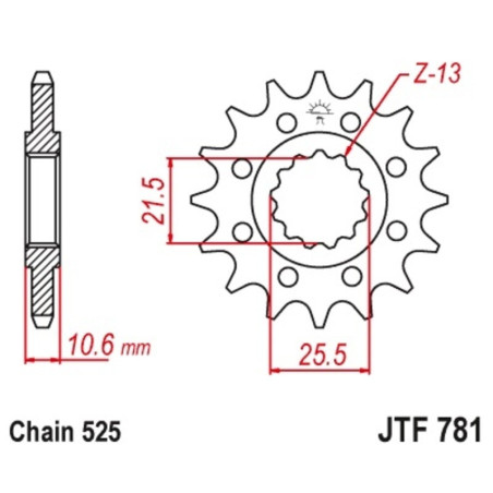 Kit cadena EK/JT 525SRX2 14/42-114 - corona standard