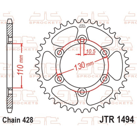 Kit cadena EK/JT 428SROZ 16/56-134 - corona standard
