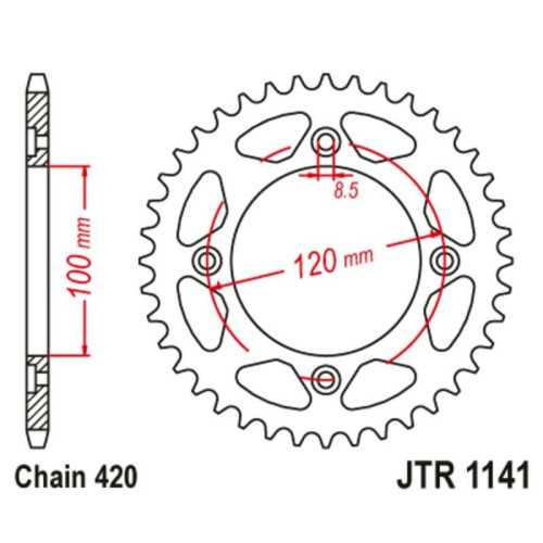 Kit de cadena JT/JT 420HDR 11/62 standard - corona standard