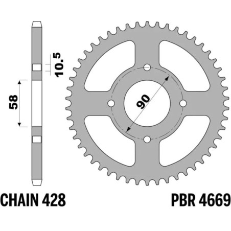 Kit de cadena EK/PBR 420DEH 15/45-122 - corona Standard