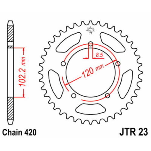 Kit de cadena JT/JT 420HDR 12/47 standard - corona standard