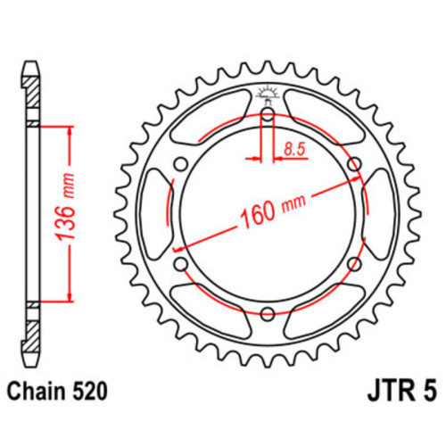Kit de cadena EK/JT 520SROZ2 16/40 - corona Standard