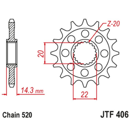 Kit de cadena EK/JT 520SROZ2 16/40 - corona Standard