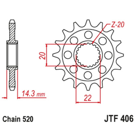 Kit de cadena EK/JT 520SROZ2 16/40 - corona Standard