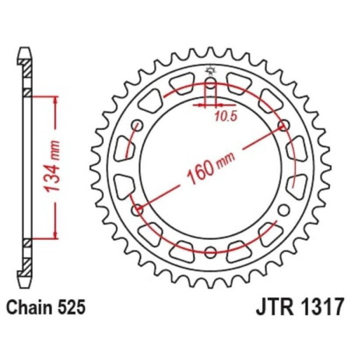 Kit de cadena EK/JT 525ZVX3 16/43 - corona Standard