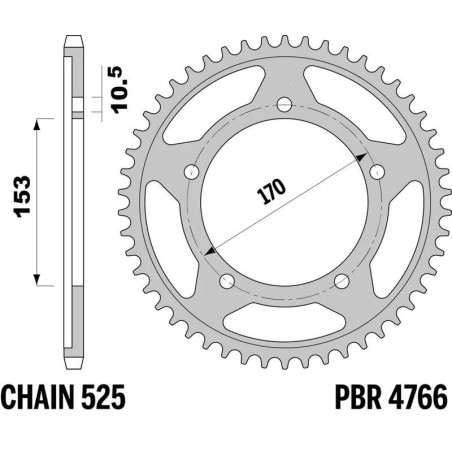 Kit de cadena EK/PBR 525ZVX3 18/44 - corona Standard