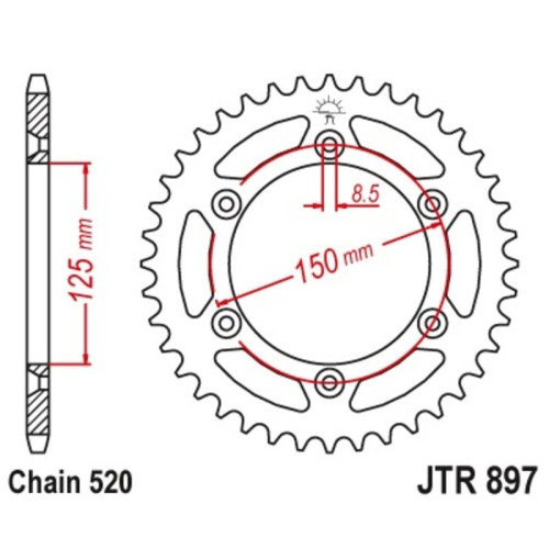 Kit de cadena EK/JT 520MVXZ2 16/41 - corona Standard