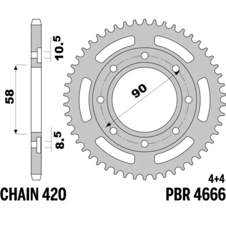 Kit de cadena EK/PBR 420DEH 15/38-110 - corona Standard