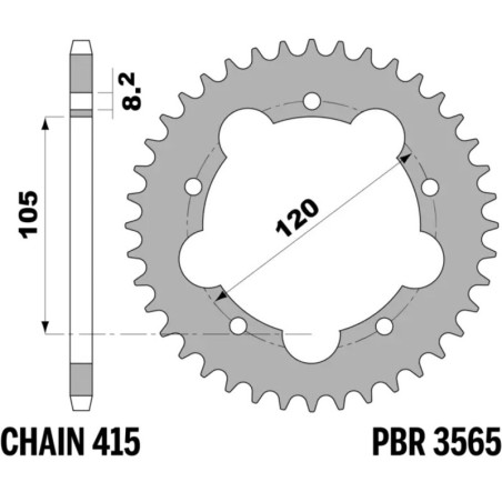 Kit cadena EK/PBR 420SR 11/51-126 - corona standard