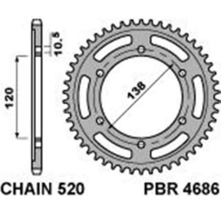 Kit cadena EK/PBR 520SRX2 14/45-108 - corona standard