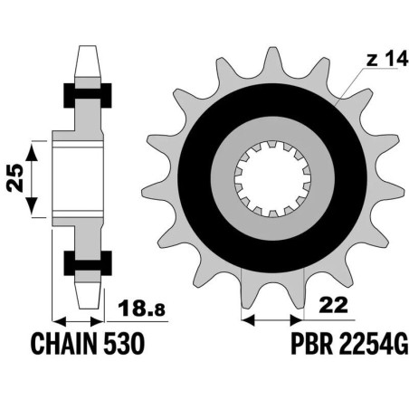 Kit cadena EK/PBR 530ZVX3 15/40-108 - corona reforzada