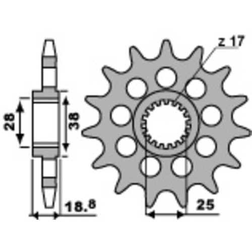 Kit cadena EK/PBR 525MVXZ2 16/40-108 - corona standard