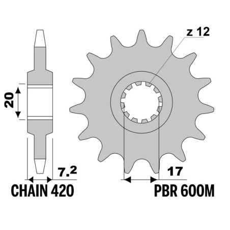 Kit de cadena EK/PBR 420SR 11/58-136 - corona Standard