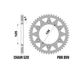 Kit de cadena EK/PBR 520M3 13/49-116 - corona Standard 2
