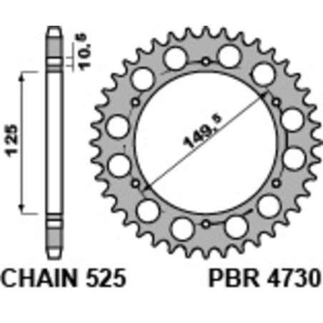 Kit de cadena EK/PBR 525MVXZ2 14/44-110 - corona standard