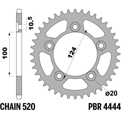 Kit de cadena EK/PBR 520ZVX3 15/46-108 - corona standard