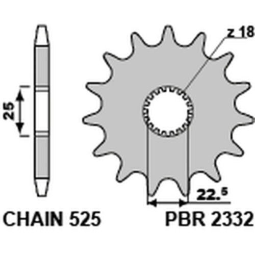 Kit de cadena EK/PBR 525ZVX3 17/44-118 - corona standard