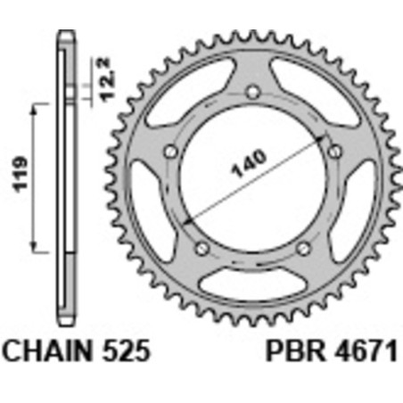 Kit de cadena EK/PBR 525ZVX3 17/45-120 - corona standard