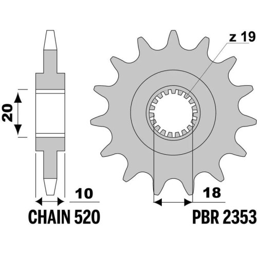 Kit de cadena EK/PBR 520H 14/46-112 - corona standard