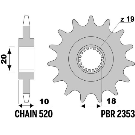 Kit de cadena EK/PBR 520H 14/46-112 - corona standard