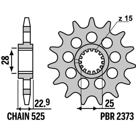 Kit de cadena EK/PBR 525MVXZ2 17/45-120 - corona standard