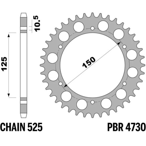 Kit de cadena EK/PBR 525MVXZ2 16/46-112 - corona standard