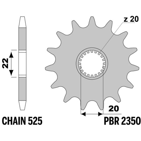 Kit de cadena EK/PBR 525SROZ2 14/46-120 - corona standard