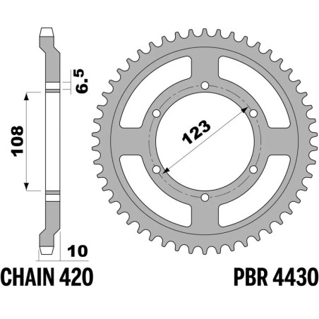 Kit de cadena EK/PBR 420SR 14/52-132 - corona standard