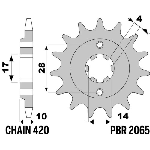 Kit de cadena EK/PBR 420SR 14/52-132 - corona standard