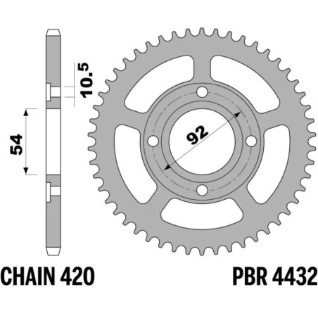 Kit de cadena EK/PBR 420SR 11/47-132 - corona standard