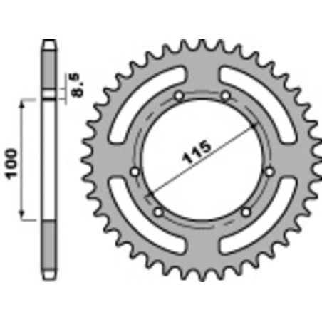 Kit de cadena EK/PBR 420SR 12/52-126 - corona standard