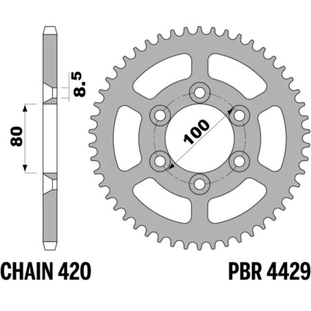 Kit de cadena EK/PBR 420SR 11/52-126 - corona standard