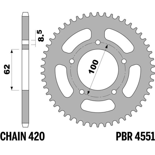 Kit de cadena EK/PBR 420SR 11/52-126 - corona standard