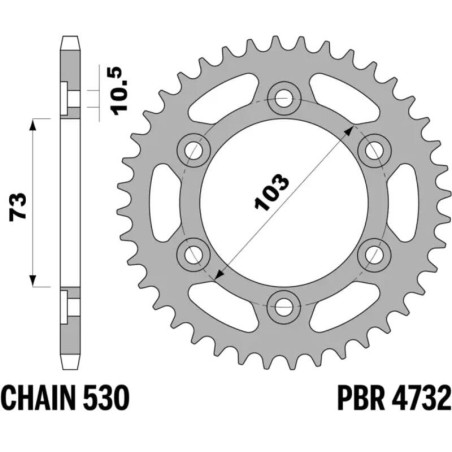 Kit de cadena EK/PBR 530ZVX3 15/43-114 - corona standard