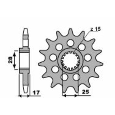 Kit de cadena EK/PBR 520MVXZ2 15/45-110 - corona reforzada