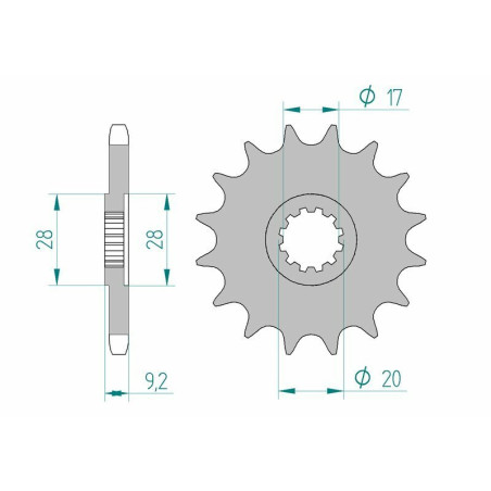 Kit de cadena AFAM 428R1 11/62-140 - piñón de aluminio estándar