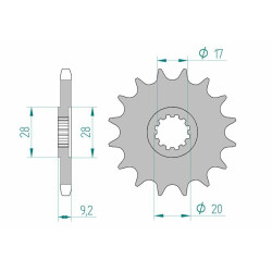 Kit de cadena AFAM 428R1 14/62-140 - piñón de aluminio estándar 2