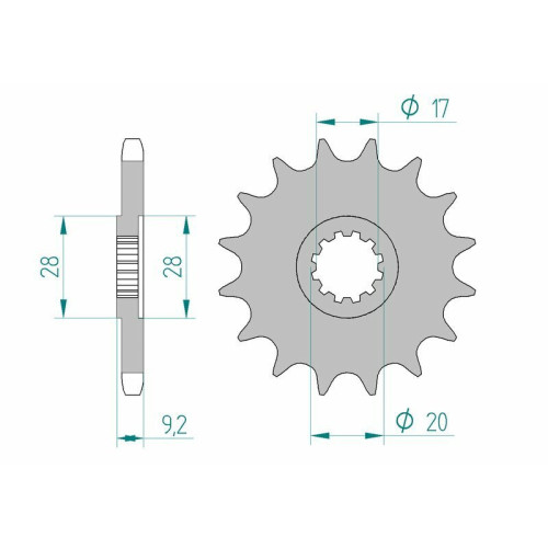 Kit de cadena AFAM 428R1 14/62-140 - piñón de aluminio estándar