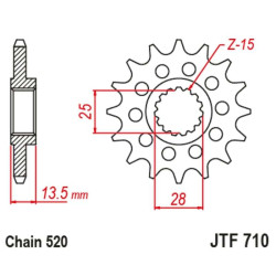 Kit de cadena EK/JT 520SRX2 16/43-110 - corona Standard 2